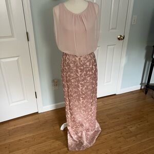 Aidan Mattox Pink and Cream Wedding Dress